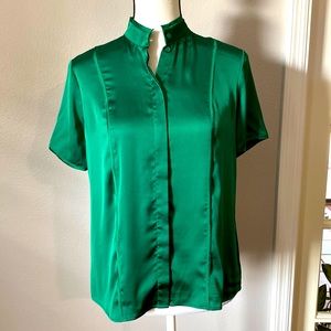 NWOT Emerald Mandarin Collar Short Sleeve Blouse sz XS